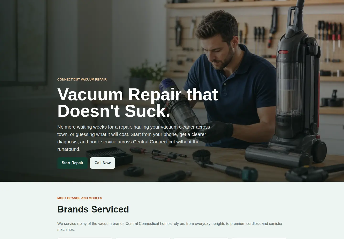 Connecticut Vacuum Repair website homepage