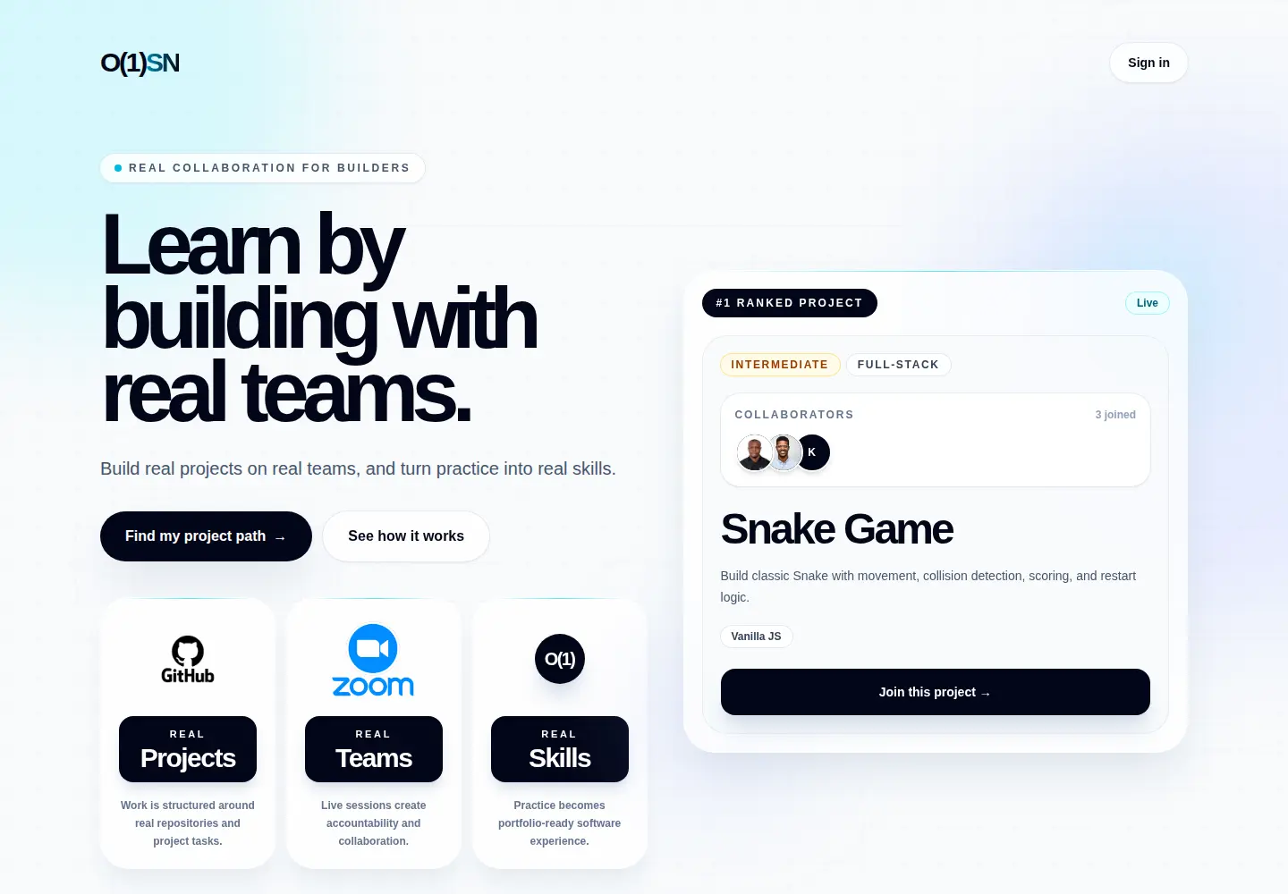O(1) Software Network collaborative learning platform