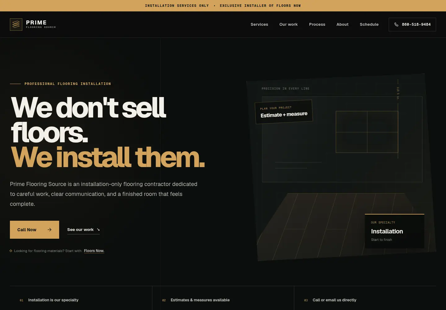 Prime Flooring Source contractor website homepage